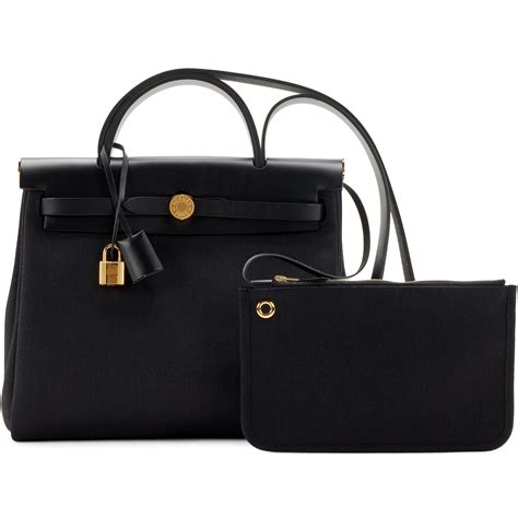 hermes herbag black gold hardware|Hermès Black Vache Hunter And Toile Herbag Zip 31 Gold .